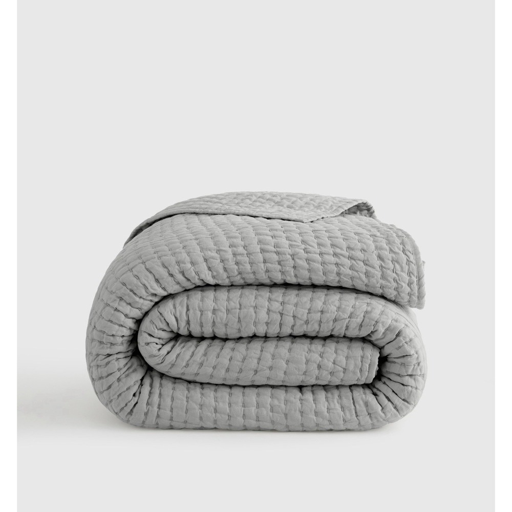 NWT QUINCE EUROPEAN LINEN COTTON STITCH QUILT ONLY MIST KING CAL KING MSRP $170